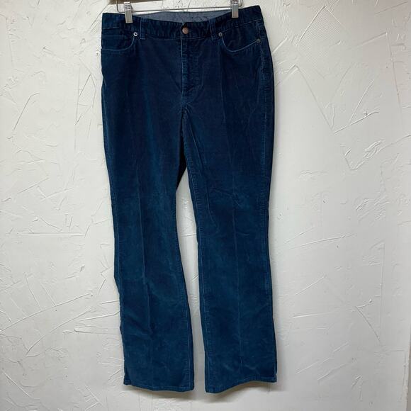 L.L. Bean Favorite Fit Blue Corduroy Cord Pants Size 12 - Picture 2 of 6